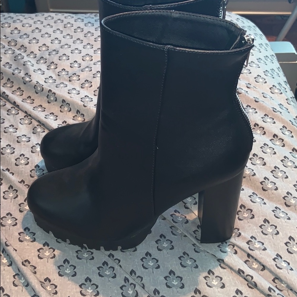 Combat heel boots